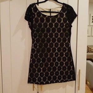 Black lace 60s style mini dress